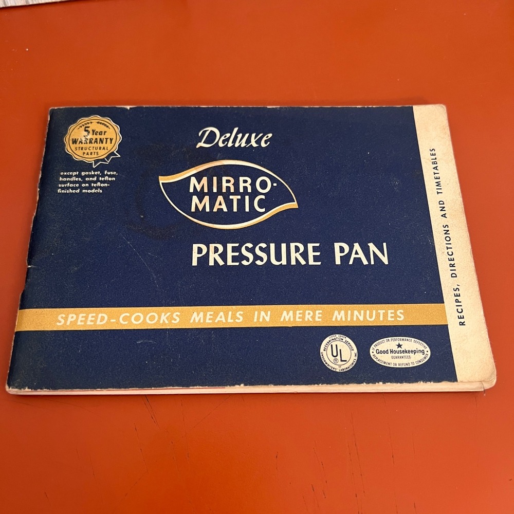 Vtg 1958 Mirro-Matic Deluxe Pressure Pan Recipe Book Instruction Manual 1950s